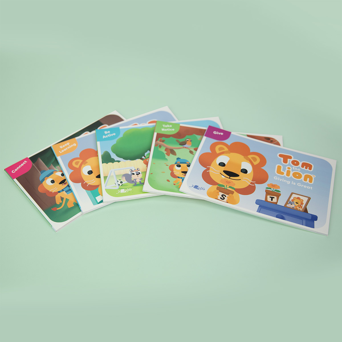 The five Tom the Lion wellbeing books